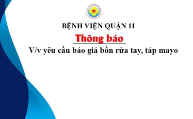 Thông báo V/v Yêu cầu báo giá bồn rửa tay, táp mayo